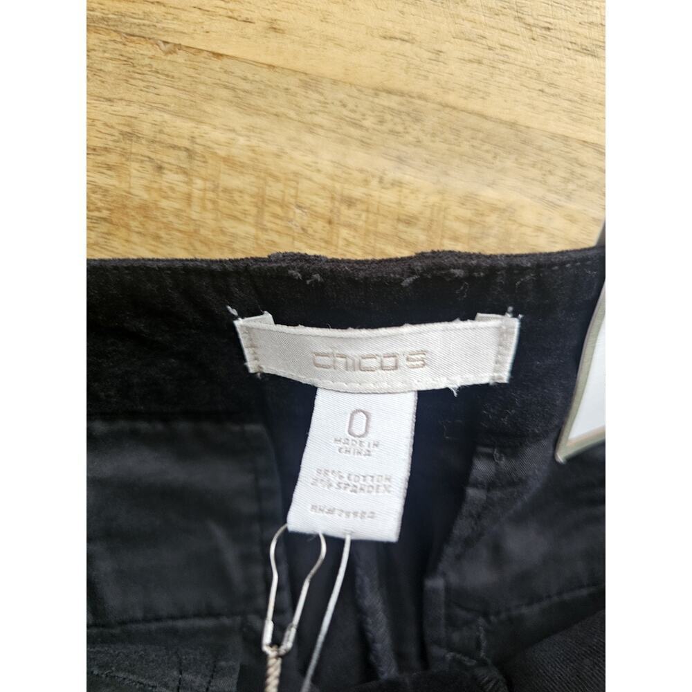 NWT Chico's Size 0 (S/4) Black Ultimate Fit Velveteen Slim Leg Pants Stretch $89 - Picture 4 of 7